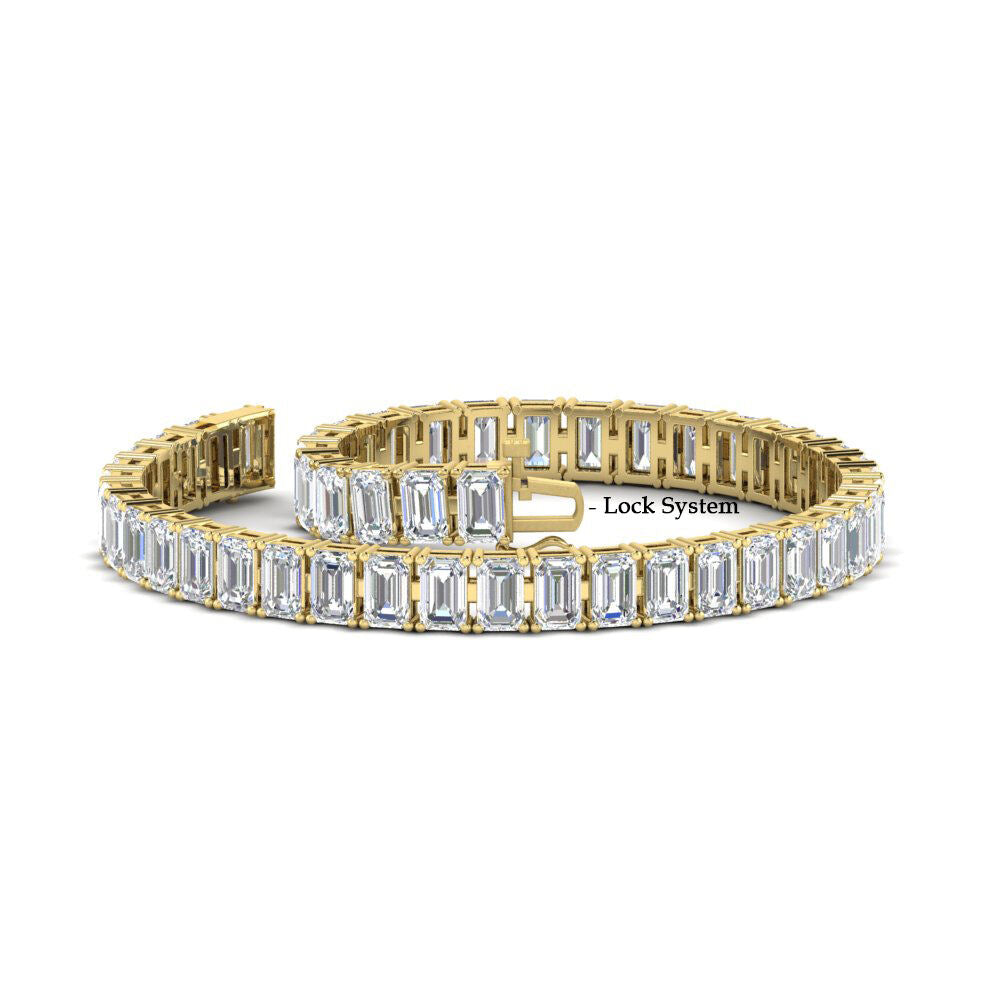12 Carat Emerald Cut Tennis Diamond Bracelet