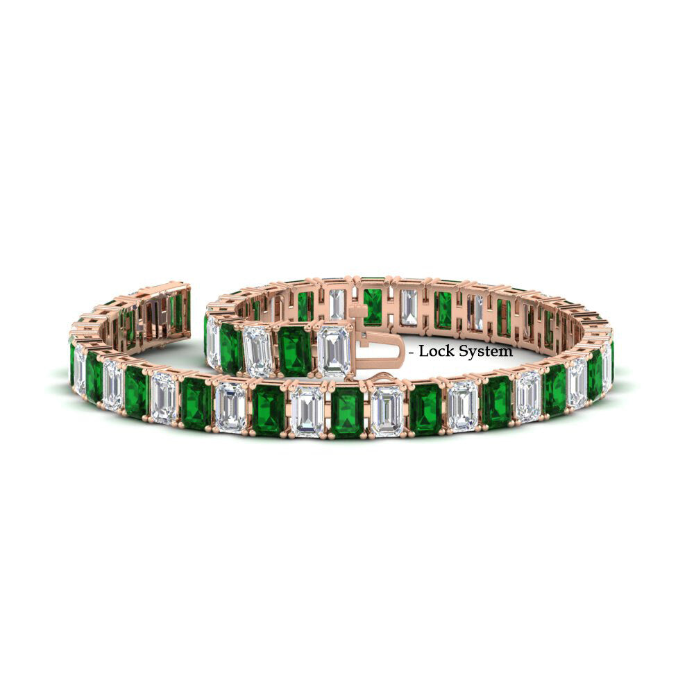12 Carat Emerald Cut Tennis Diamond Bracelet