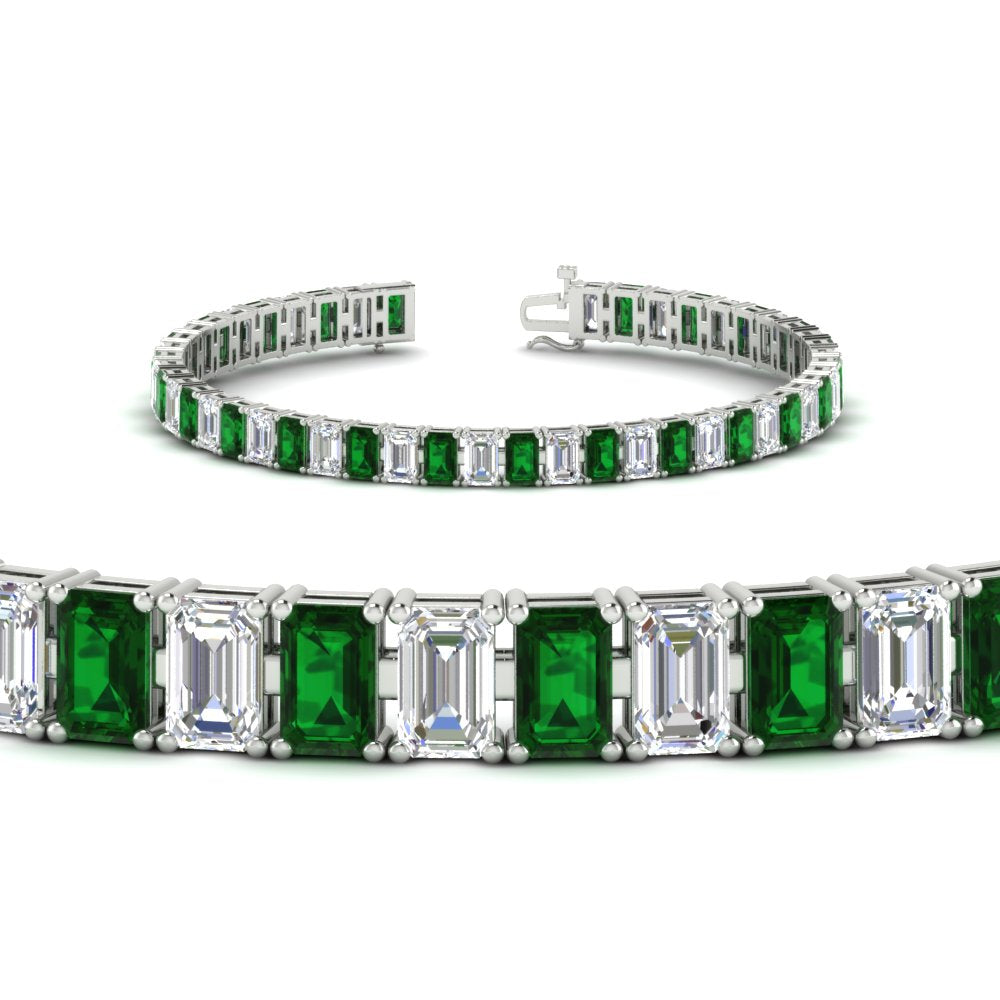 12 Carat Emerald Cut Tennis Diamond Bracelet