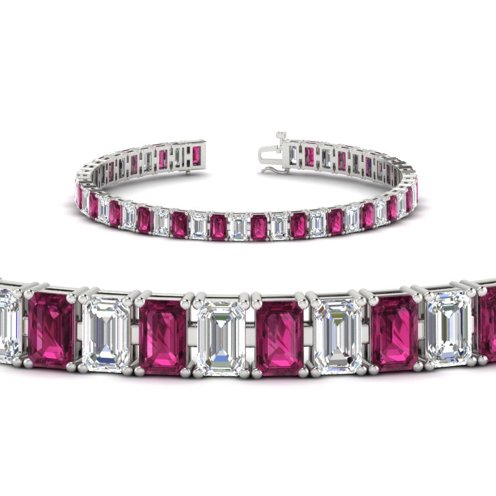 12 Carat Emerald Cut Tennis Diamond Bracelet