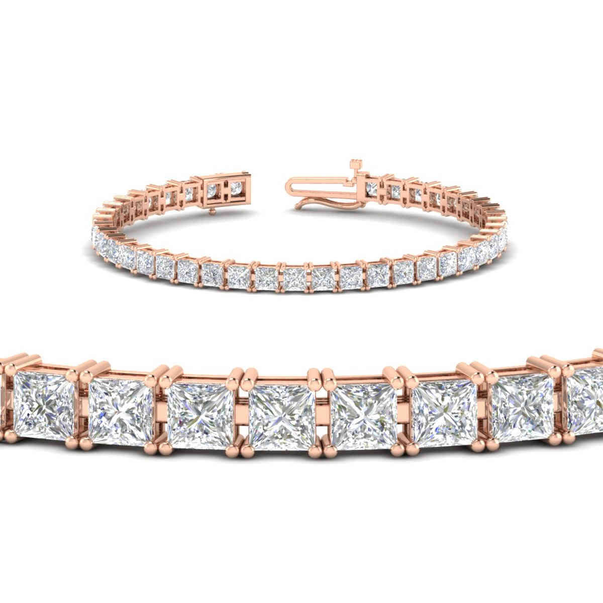 12 Carat Princess Cut Basket Tennis Bracelet