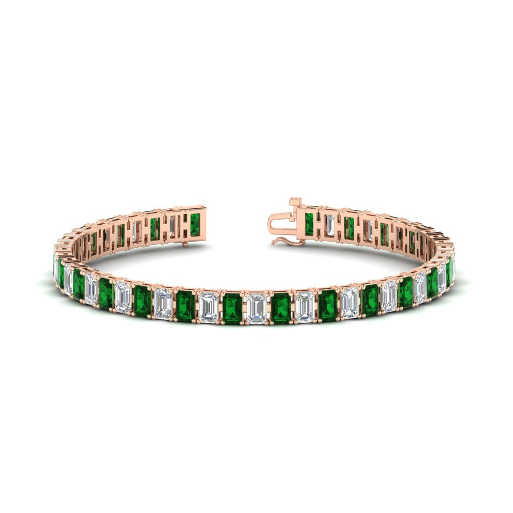 14 Ct Emerald Cut Tennis Diamond Bracelet