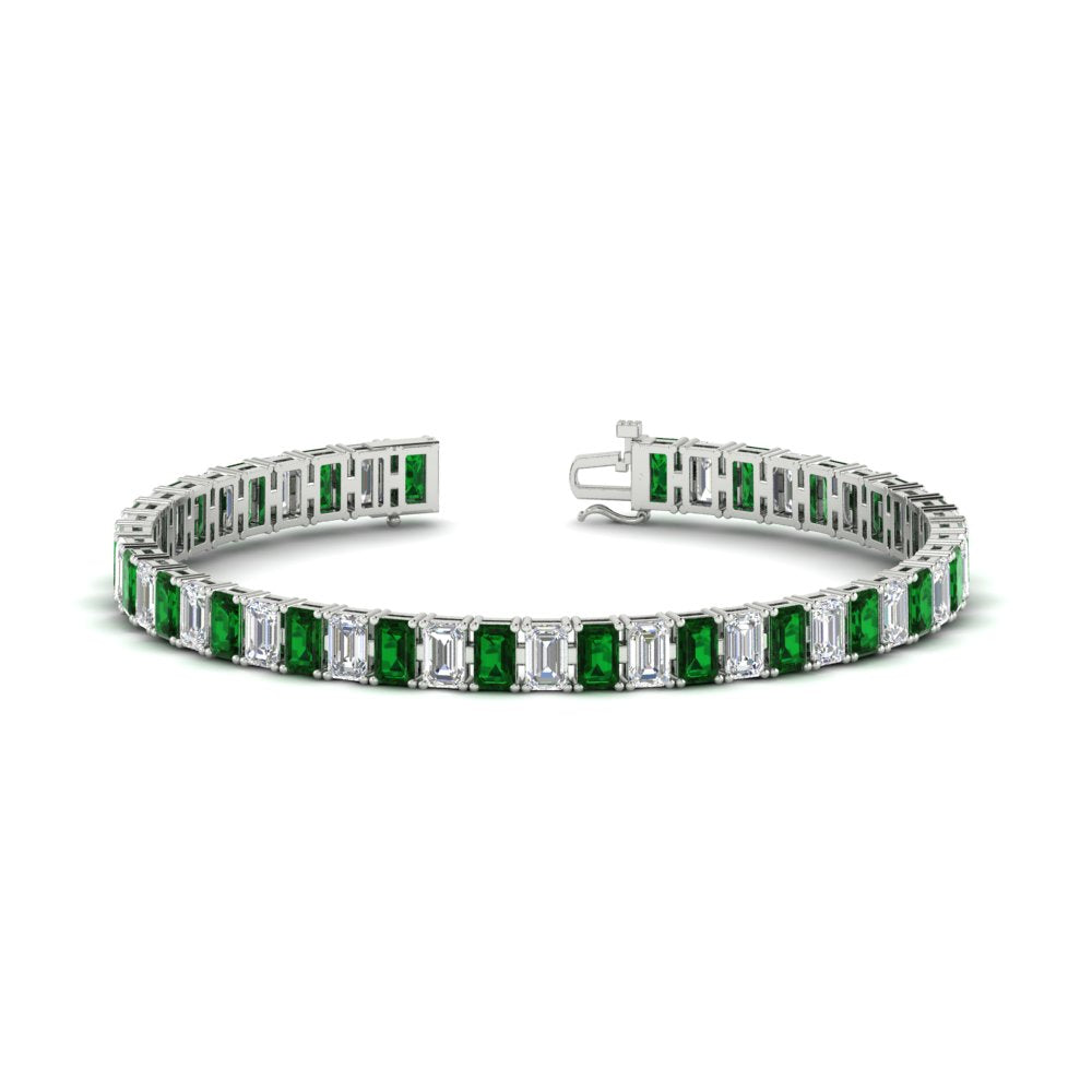 14 Ct Emerald Cut Tennis Diamond Bracelet