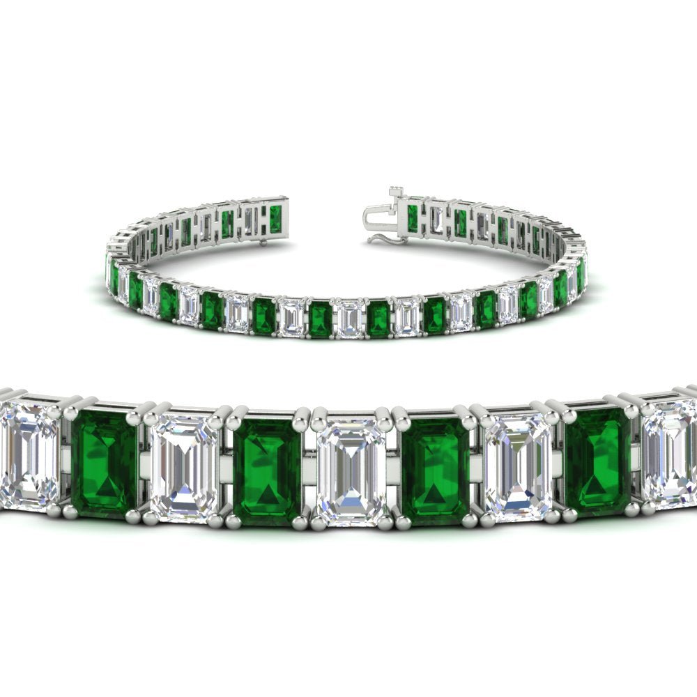 14 Ct Emerald Cut Tennis Diamond Bracelet