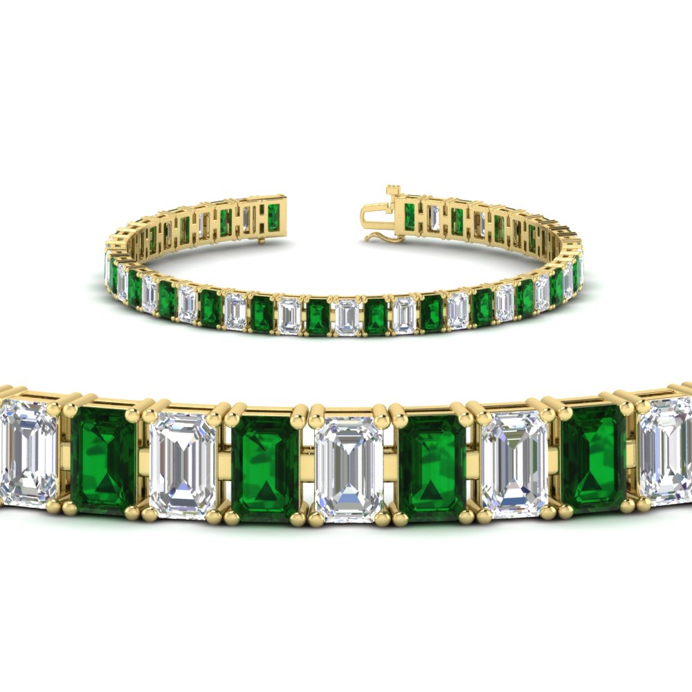 14 Ct Emerald Cut Tennis Diamond Bracelet