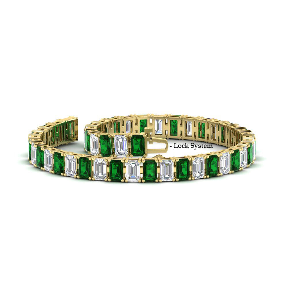 14 Ct Emerald Cut Tennis Diamond Bracelet