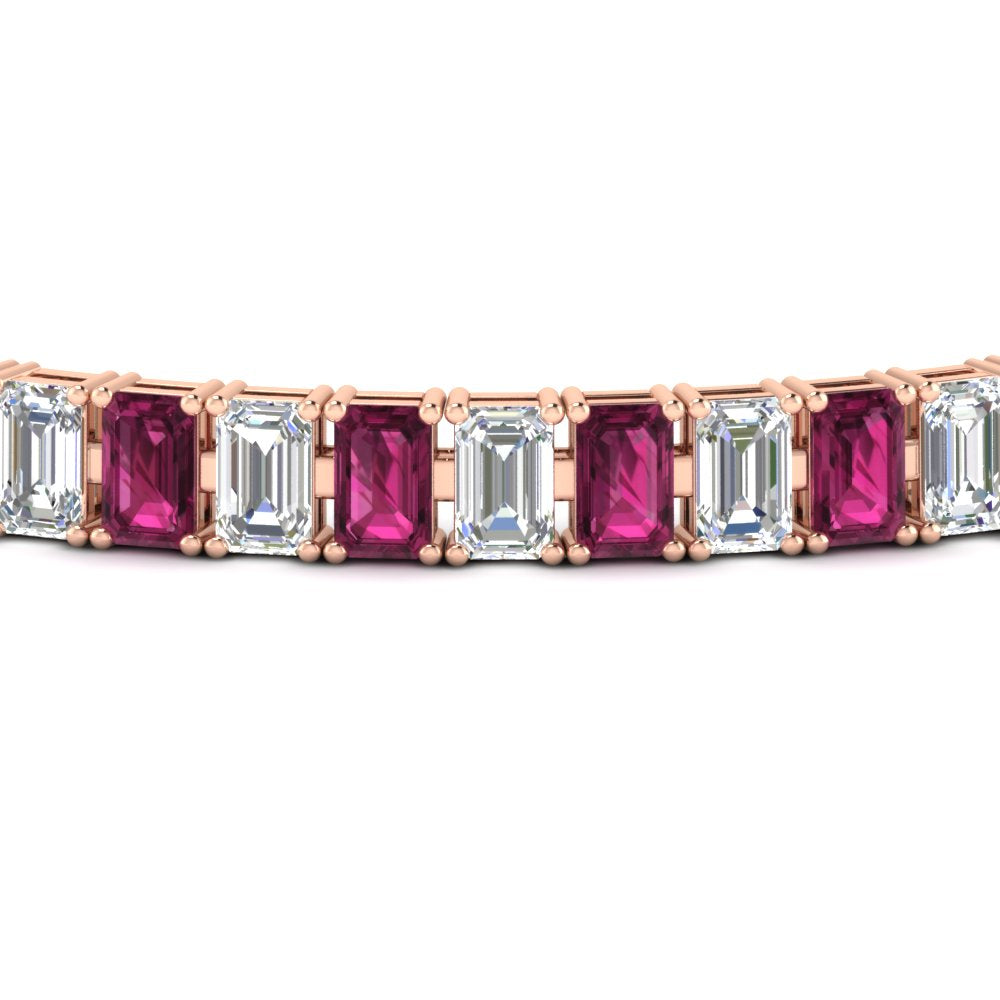 14 Ct Emerald Cut Tennis Diamond Bracelet