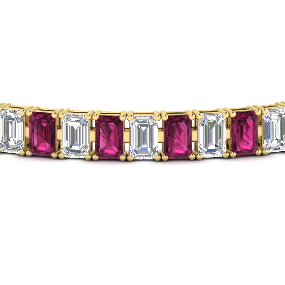 14 Ct Emerald Cut Tennis Diamond Bracelet