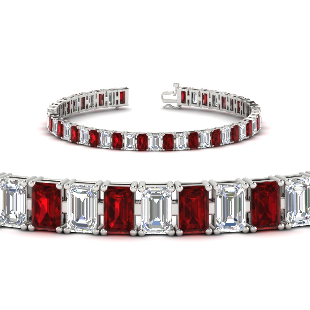 14 Ct Emerald Cut Tennis Diamond Bracelet