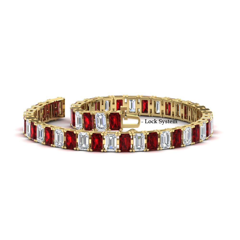 14 Ct Emerald Cut Tennis Diamond Bracelet
