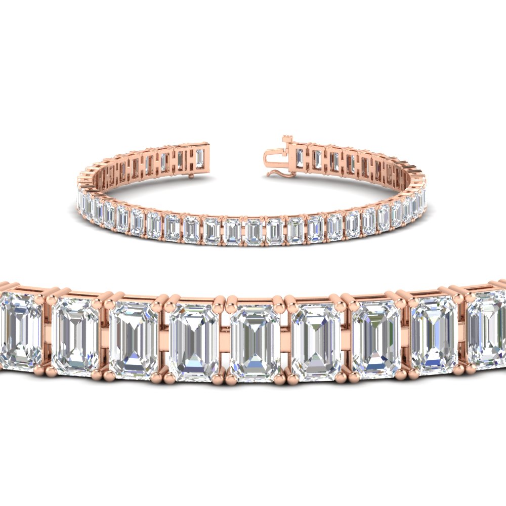14 Ct Emerald Cut Tennis Diamond Bracelet