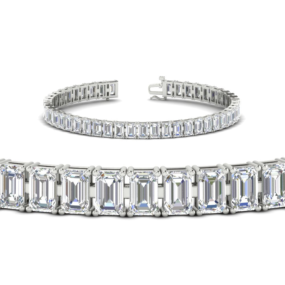 14 Ct Emerald Cut Tennis Diamond Bracelet