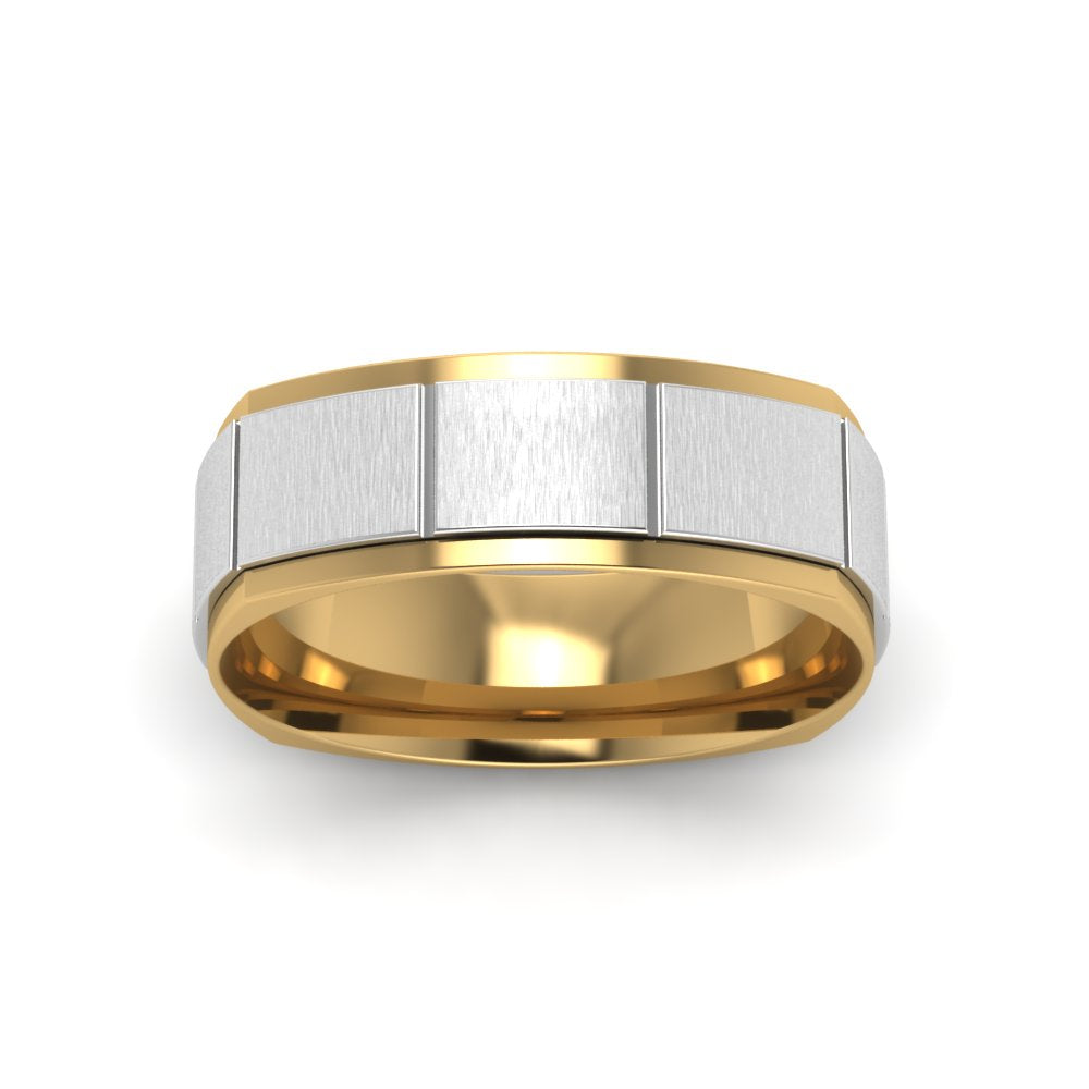 2 Tone Gold Texture Square Band Ring