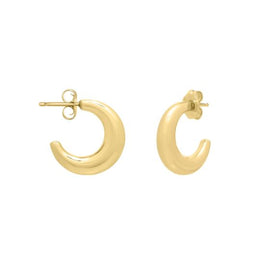 14k Yellow Gold Puffy C Hoop Earrings