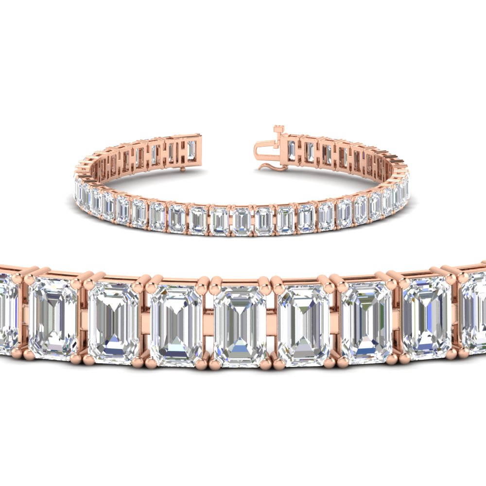 17 Ct Emerald Cut Tennis Bracelet Basket Set