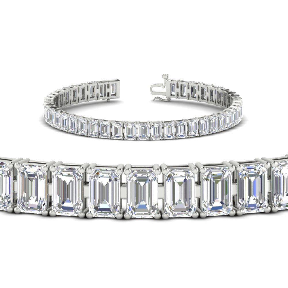 17 Ct Emerald Cut Tennis Bracelet Basket Set