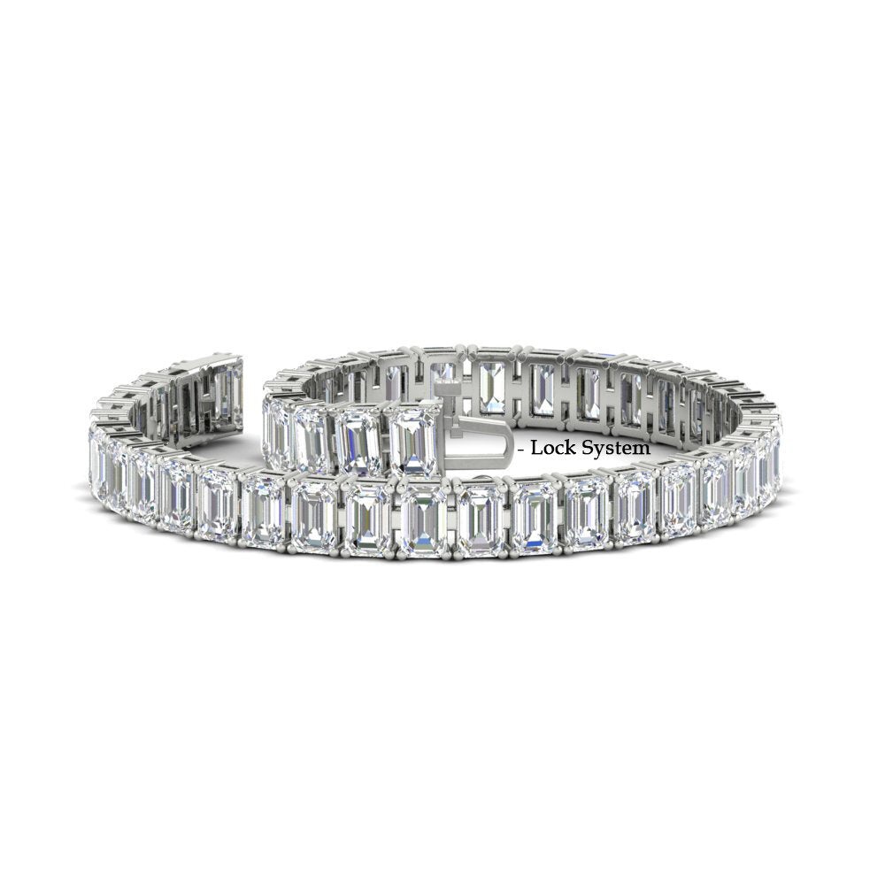 17 Ct Emerald Cut Tennis Bracelet Basket Set