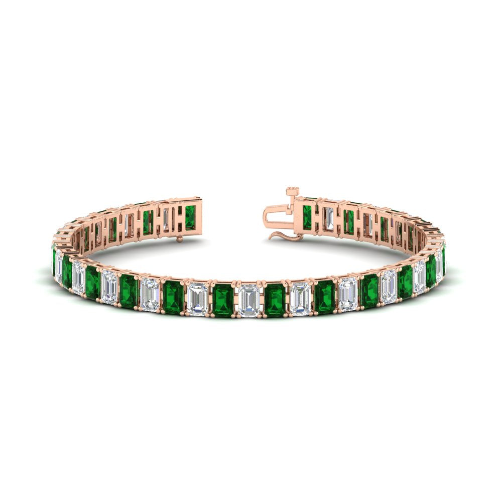 17 Ct Emerald Cut Tennis Bracelet Basket Set