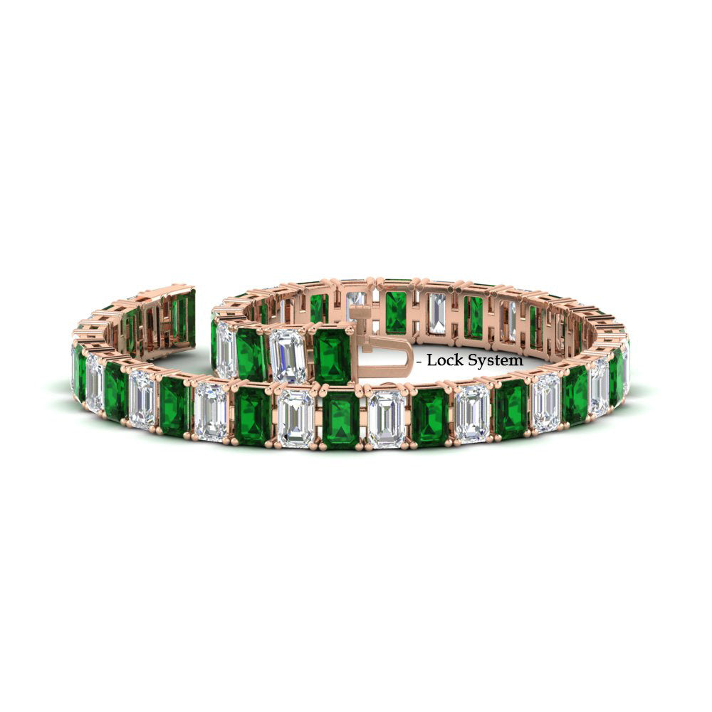 17 Ct Emerald Cut Tennis Bracelet Basket Set