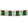 Load image into Gallery viewer, 17-ct-emerald-cut-tennis-diamond-bracelet-basket-set-with-emerald-in-rose-gold-FDBRC10449EMGEMGRANGLE5-17.00CT-NL-RG.jpg
