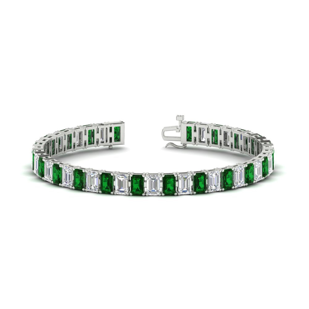 17 Ct Emerald Cut Tennis Bracelet Basket Set