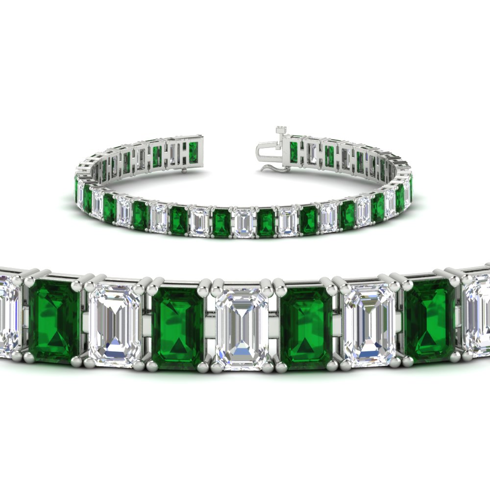 17 Ct Emerald Cut Tennis Bracelet Basket Set