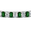 Load image into Gallery viewer, 17-ct-emerald-cut-tennis-diamond-bracelet-basket-set-with-emerald-in-white-gold-FDBRC10449EMGEMGRANGLE5-17.00CT-NL-WG.jpg