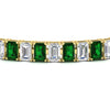 Load image into Gallery viewer, 17-ct-emerald-cut-tennis-diamond-bracelet-basket-set-with-emerald-in-yellow-gold-FDBRC10449EMGEMGRANGLE5-17.00CT-NL-YG.jpg