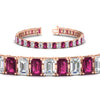 Load image into Gallery viewer, 17-ct-emerald-cut-tennis-diamond-bracelet-basket-set-with-pink-sapphire-in-rose-gold-FDBRC10449EMGSADRPIANGLE2-17.00CT-NL-RG.jpg