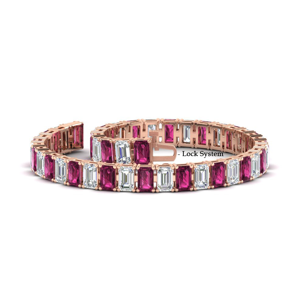 17 Ct Emerald Cut Tennis Bracelet Basket Set