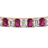 Load image into Gallery viewer, 17-ct-emerald-cut-tennis-diamond-bracelet-basket-set-with-pink-sapphire-in-rose-gold-FDBRC10449EMGSADRPIANGLE5-17.00CT-NL-RG.jpg
