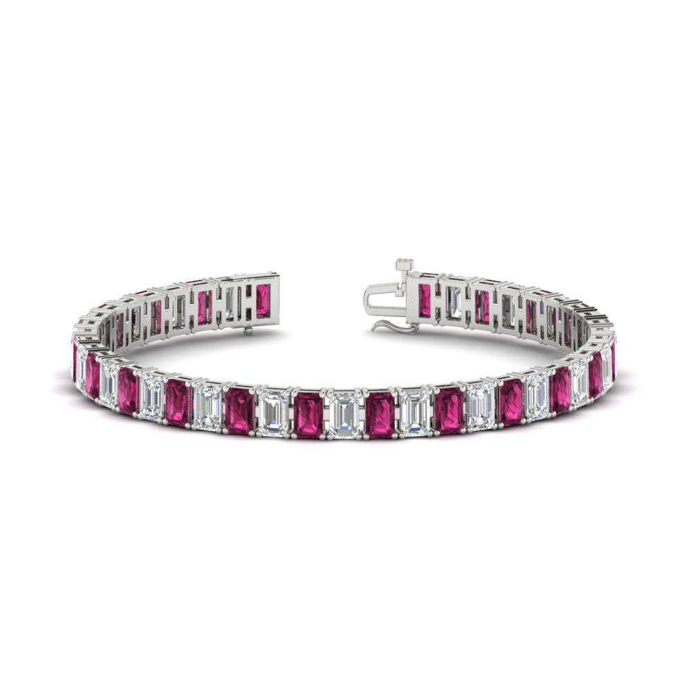 17 Ct Emerald Cut Tennis Bracelet Basket Set