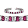 Load image into Gallery viewer, 17-ct-emerald-cut-tennis-diamond-bracelet-basket-set-with-pink-sapphire-in-white-gold-FDBRC10449EMGSADRPIANGLE2-17.00CT-NL-WG.jpg
