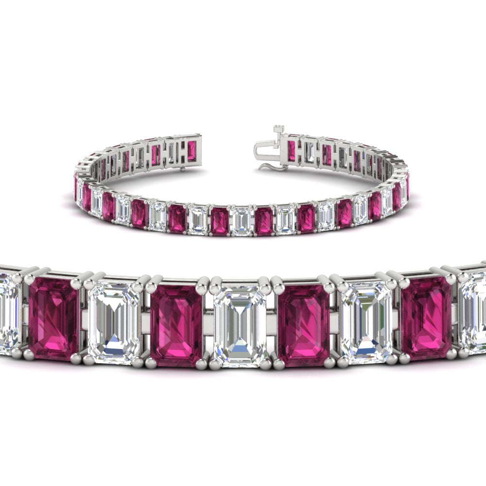 17 Ct Emerald Cut Tennis Bracelet Basket Set