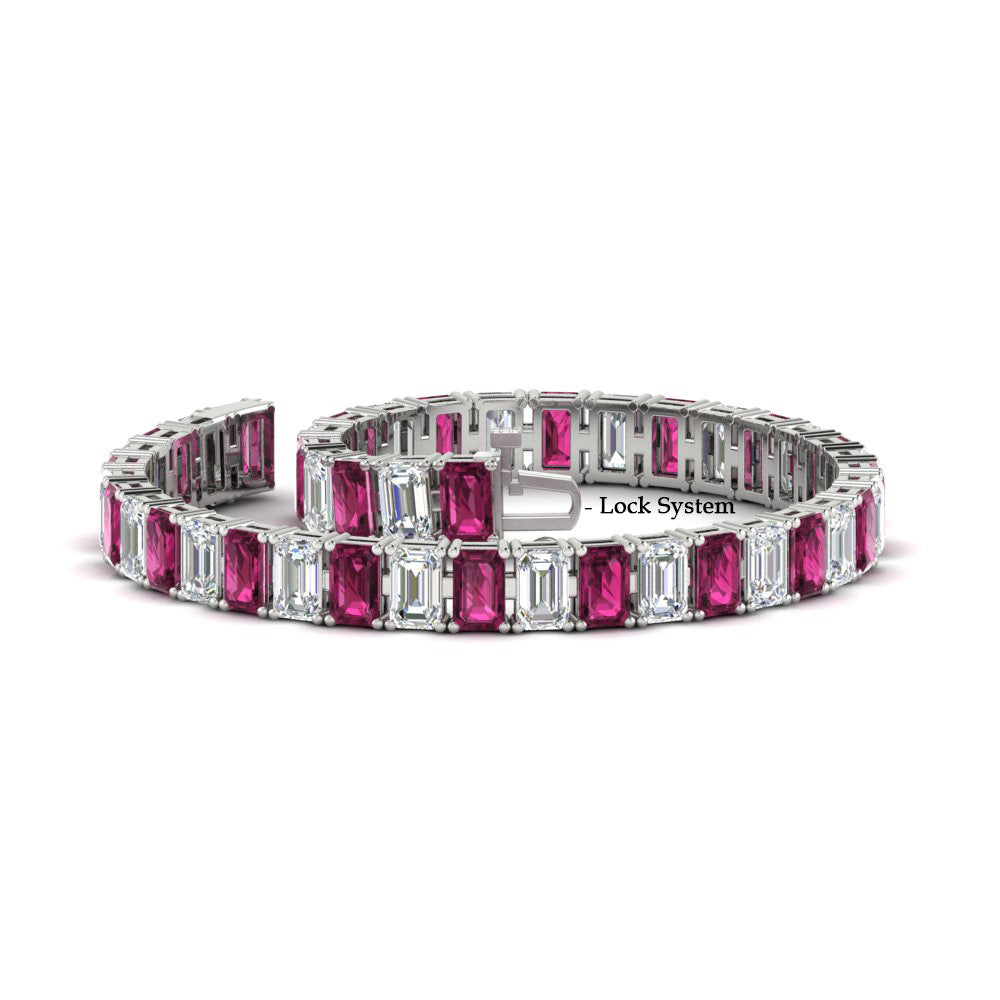 17 Ct Emerald Cut Tennis Bracelet Basket Set