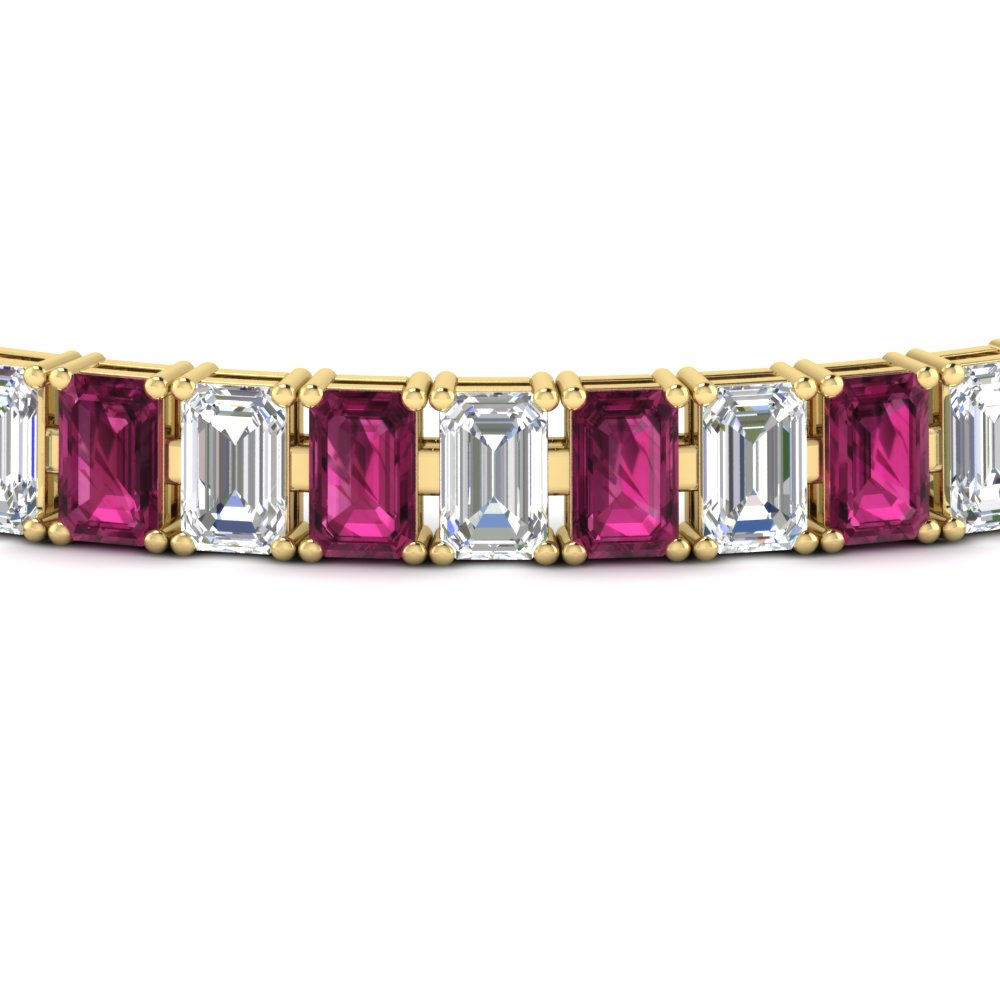 17 Ct Emerald Cut Tennis Bracelet Basket Set