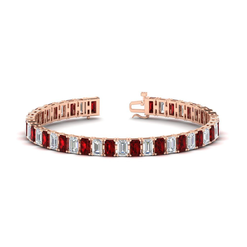 17 Ct Emerald Cut Tennis Bracelet Basket Set