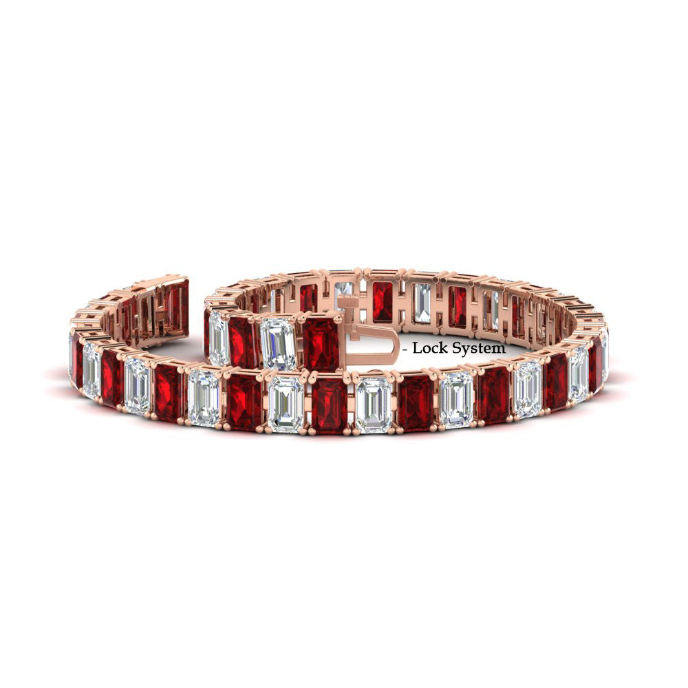 17 Ct Emerald Cut Tennis Bracelet Basket Set