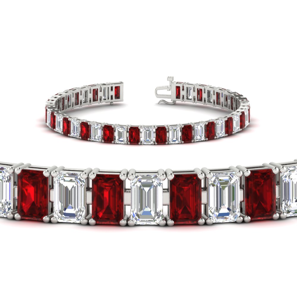 17 Ct Emerald Cut Tennis Bracelet Basket Set