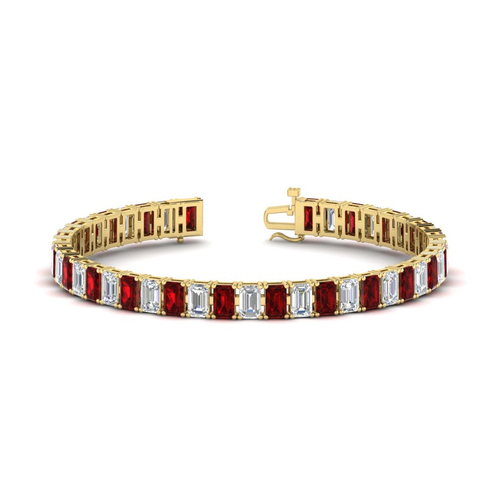 17 Ct Emerald Cut Tennis Bracelet Basket Set