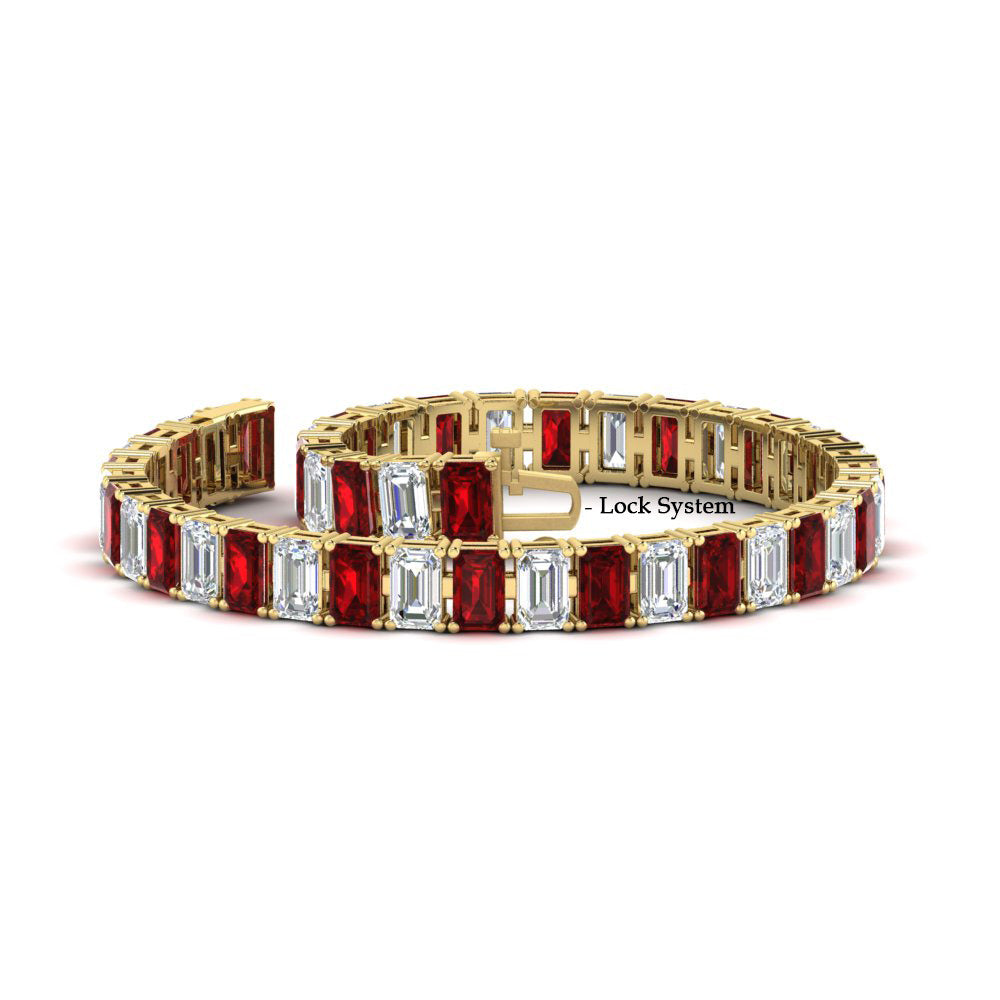 17 Ct Emerald Cut Tennis Bracelet Basket Set