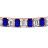 Load image into Gallery viewer, 17-ct-emerald-cut-tennis-diamond-bracelet-basket-set-with-sapphire-in-rose-gold-FDBRC10449EMGSABLANGLE5-17.00CT-NL-RG.jpg