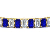 Load image into Gallery viewer, 17-ct-emerald-cut-tennis-diamond-bracelet-basket-set-with-sapphire-in-yellow-gold-FDBRC10449EMGSABLANGLE5-17.00CT-NL-YG.jpg