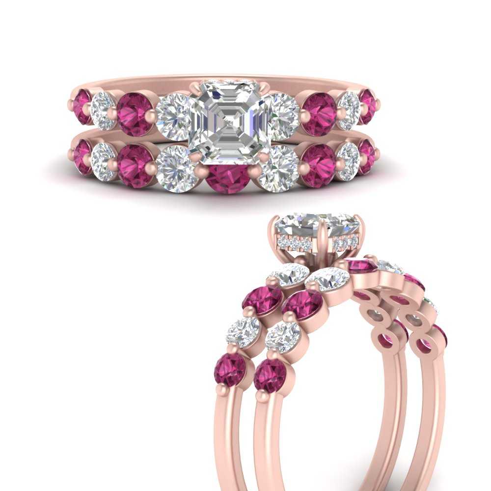 Graduated Common Prong Engagement Ring Set