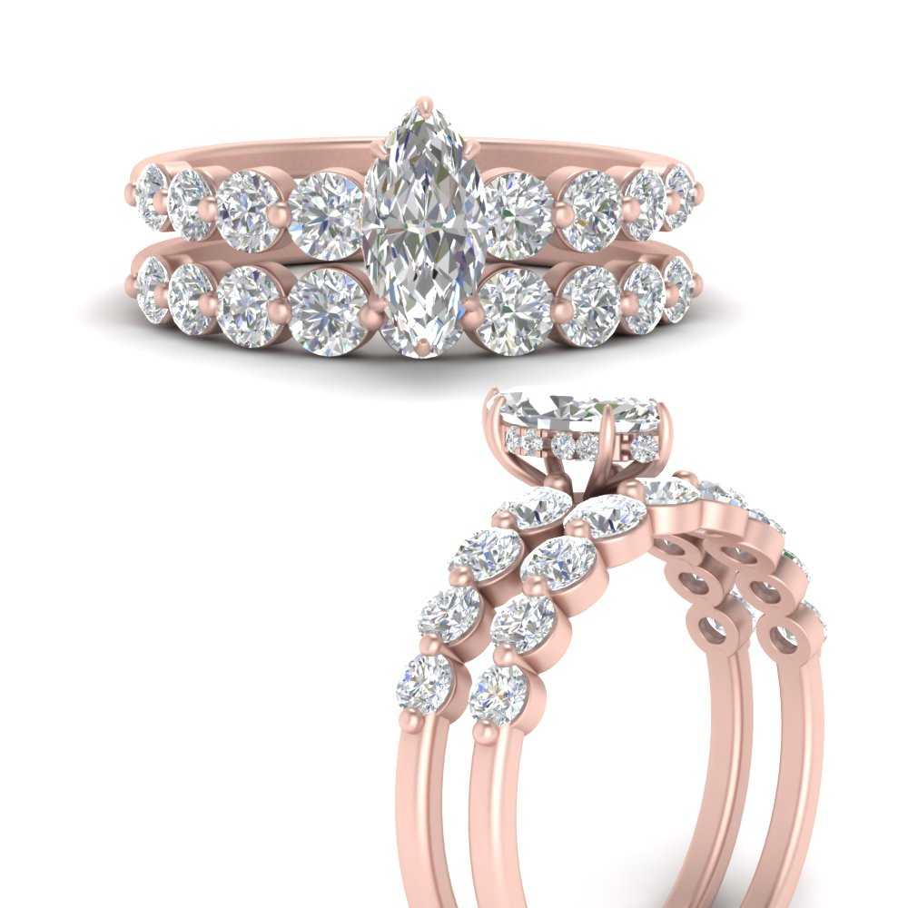 Graduated Common Prong Engagement Ring Set