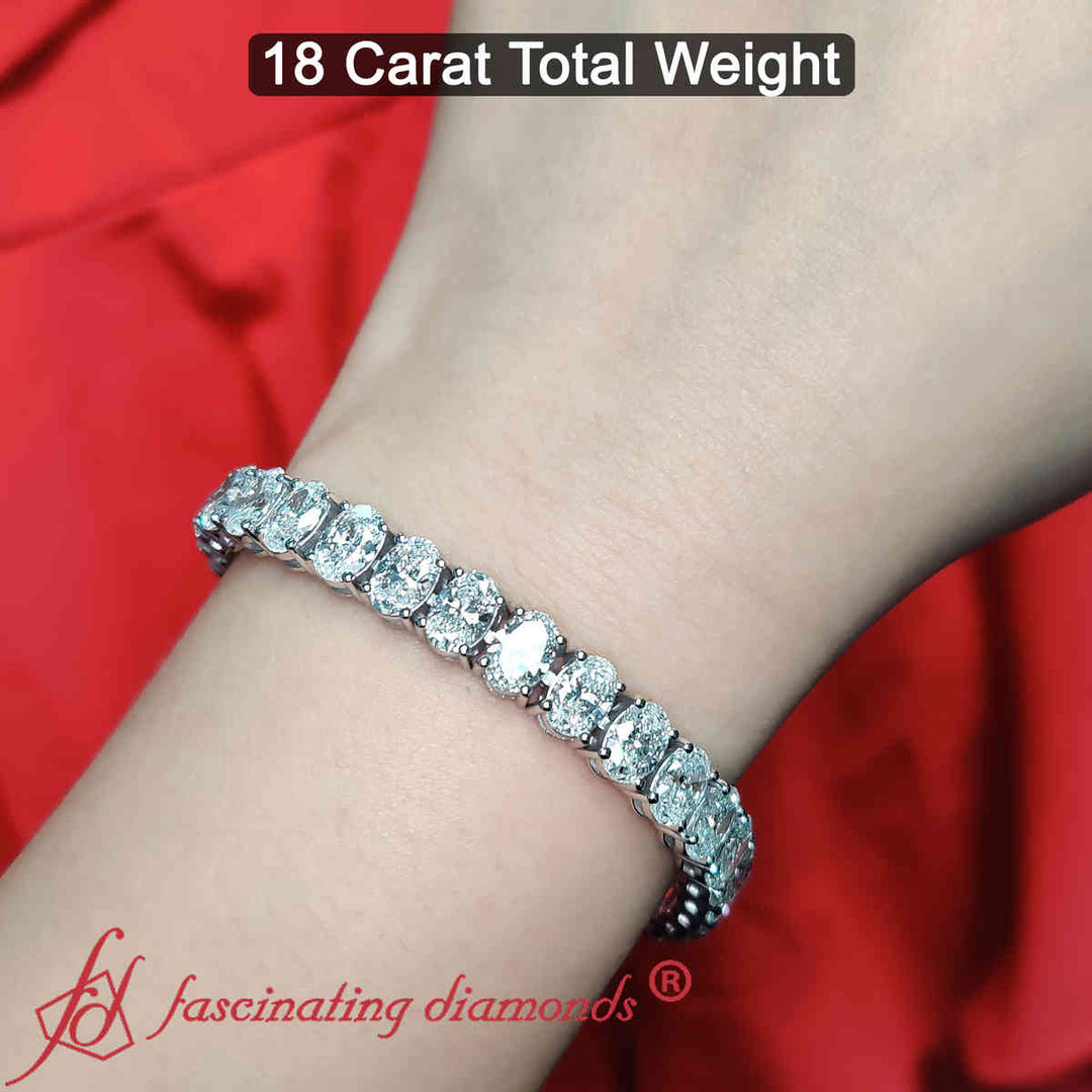 18 Ct. Oval Shaped Basket Tennis Bracelet