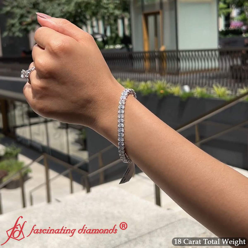 18 Ct. Oval Shaped Basket Tennis Bracelet