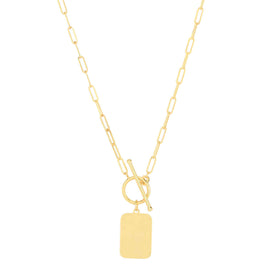 18 Inch Paperclip Tag Toggle Necklace