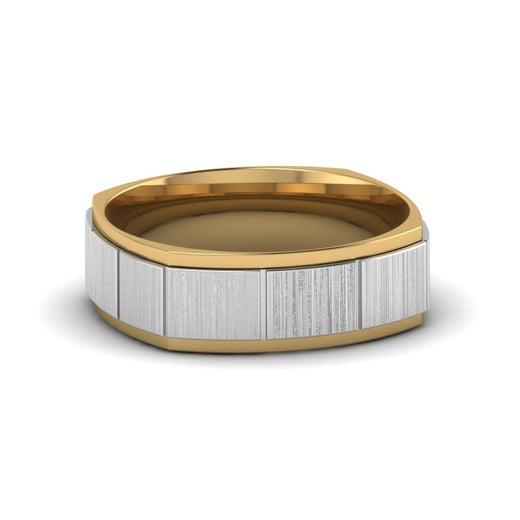 2 Tone Gold Texture Square Band Ring