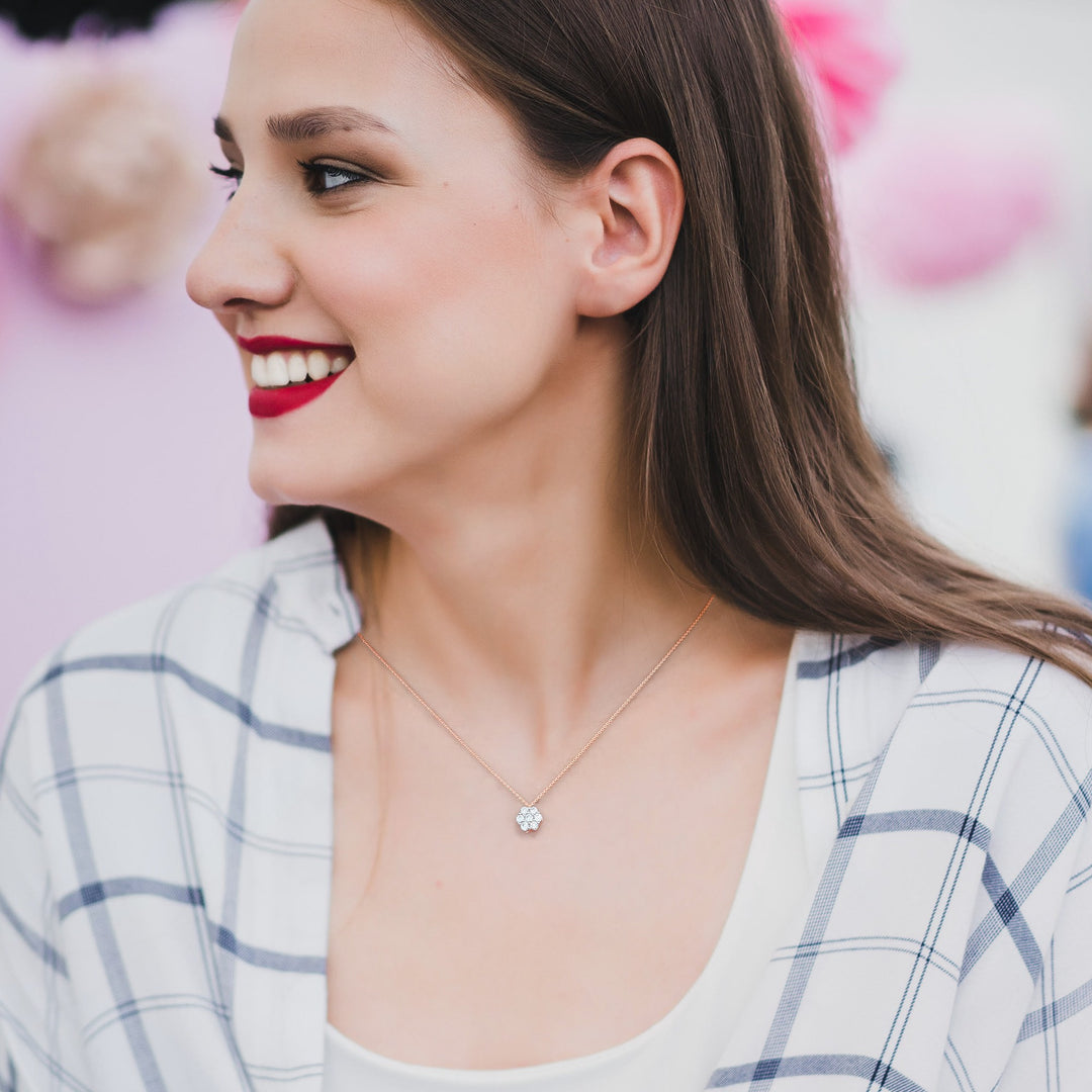 Diamond Flower 2 Tone Pendant